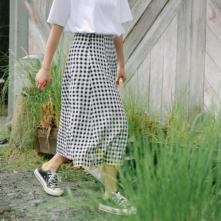 スカート | チェック柄 ロング丈 フレア ボトムス レディース フェミニン デイリー 上品 20代30代40代50代 カジュアル 着痩せ お出かけ 体系カバー 通勤通学 夏物
