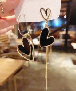 その他アクセサリー | ジュエリー 可愛い アクセサリー お呼ばれ きれいめ 韓国風 アシンメトリー 左右非対称 ハートピアス レディース 揺れる