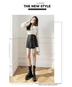 スカート | ミニレザーレディース  タイト 秋 冬 Aライン ハイウエスト おしゃれ フェイクレザー 新作 オシャレ 2022 可愛い 着痩せ