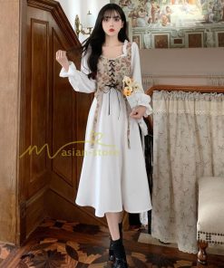 マキシ | フェイクワンピース 秋 レディース 30代40代ワンピース 長袖ワンピース レイヤード風ワンピース Aラインワンピース かわいい お呼ばれ 腰着痩せ 美ライン