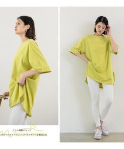 tシャツ・カットソー | カットソー Tシャツ レディース 着痩せ 無地 半袖 クルーネック おしゃれ フリーサイズ 6色展開 裾口スリット 夏新作 柔らか 体型カバー おしゃれ カジュアル