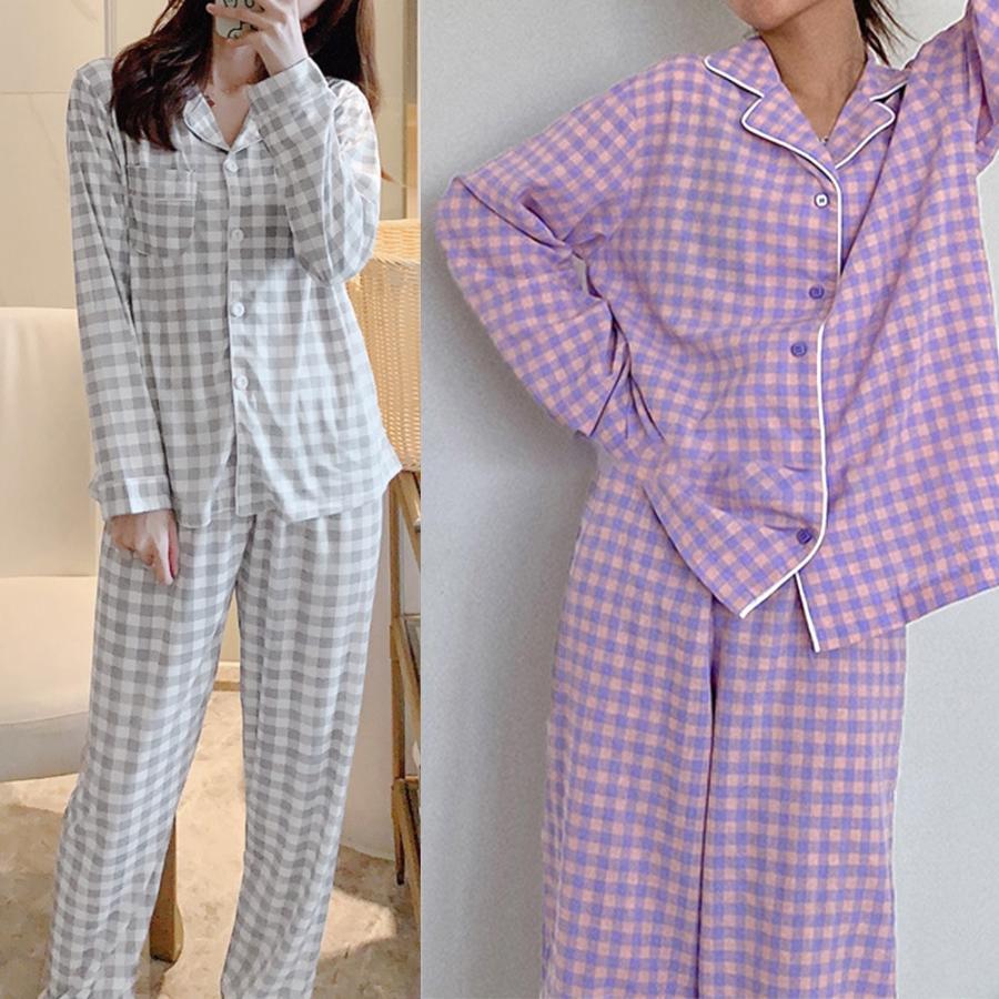セットアップ | ルームウェア 長袖 レディース チェック柄