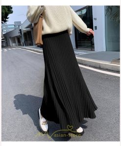 スカート | レディース プリーツ秋 冬 ロング マキシ 落ち感 ウエストゴム ハイウエスト ニット 秋冬コーデ あったか きれいめ おしゃれ カジュアル