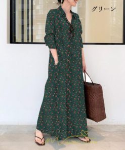 マキシ | ワンピース レディース 30代 40代 50代 ロング丈 マキシ丈 体型カバー ゆったり かわいい ポケット付き 春 夏 大きいサイズ 秋 カジュアル トップス