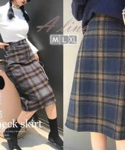 ひざ丈スカート | チェックスカート レディース ハイウエスト Aラインスカート ひざ丈 ボトムス
