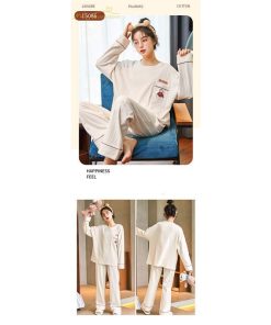 パジャマ　ルームウェア | ルームウェア パジャマ レディース 長袖 春秋 長袖 長ズボン 上下セット セットアップ 寝巻き 部屋着 ナイトウェア ズボン Tシャツ かわいい ボトムス 柔らかい