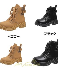 ショートブーツ | ブーツ レディース 軽量 歩きやすい おすすめ おしゃれ 編み上げ 太めヒール レザー風 走れる 痛くない 冬 秋 22.5cm-25cm 春 トレンド