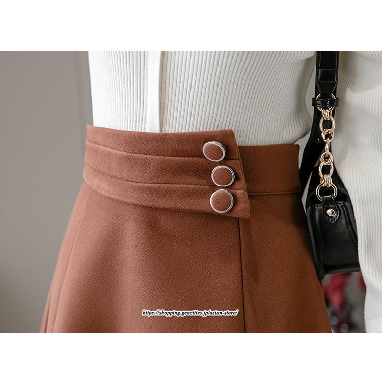 スカート | レディース ロングフレアAラインボトムス ラシャ 秋冬 暖か カジュアル お洒落 大人 可愛い 50代 30代 20代 着痩せ 40代