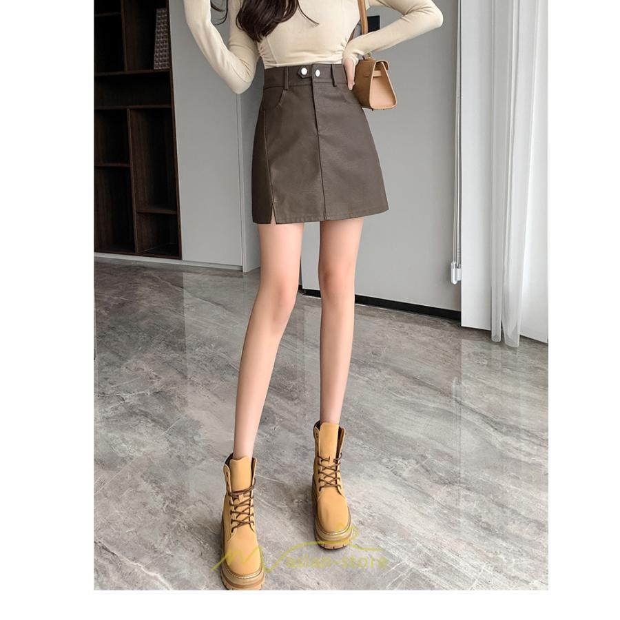 スカート | ミニレディース レザー Aライン タイト フェイクレザー 美シルエット シンプル ショート丈 着回し 通勤 お出かけ カジュアル