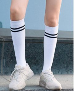 ストール | レディース 2本ライン 通学 ボーダー 靴下 無地 ロングソックス 靴下 綿 ハイソックス