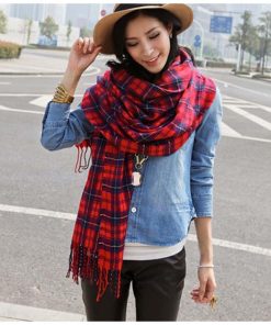 マフラー | ストール マフラー ロング スカーフ 秋冬 チェック柄 大判 ニット