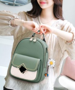 リュック | デイパック 3way レディース おしゃれ 小さめ フェイクレザー バックパック 配色 リュックサック ミニバイカラー
