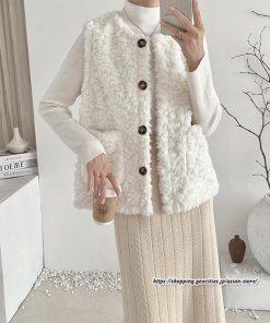 ベスト | ファーレディース 秋冬 ショート丈 アウター ジレ 羽織り 前開き ボタン カーディガン 袖なし コーデ 送料無料 フェイクファー ノーカラー