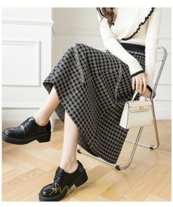 スカート | ロングチェック柄 ニット きれいめ レディース ロング丈 女子会 デート 20代 30代 40代 50代 秋 あったか お出かけ 冬 フレア 高見え 細見え
