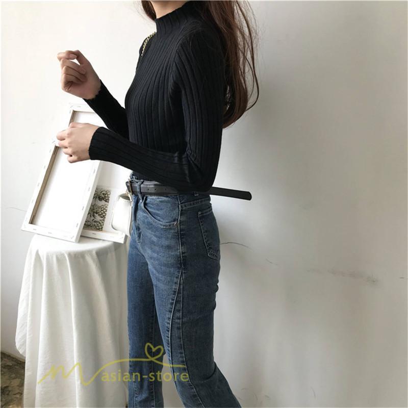 ニット・セーター | 秋 冬 ニット セーター 長袖 プチハイネック レディース トップス 無地 洗えるニット お洒落 シンプル トレンド ゆるシルエットインナー 上品 OL きれいめ 通勤