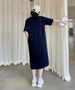 マキシ | ワンピース レディース Tシャツワンピース カットソー ロングTシャツ 夏新作 英字 半袖ワンピ ロングワンピ 大きいサイズ 体型カバー サマー 裾口スリット 夏物