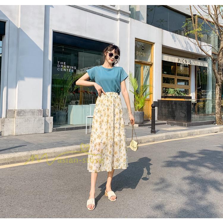 スカート | レディース シフォン フレア マキシ ロングウエストゴム マキシ花柄 ゆったり 20代30代40代50代 通勤通学 普通着 お出かけ お呼ばれ