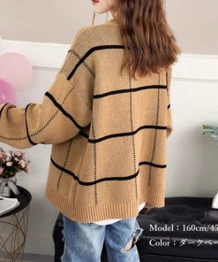 ニット・セーター | ニットカーディガン BIGチェック柄 韓国風