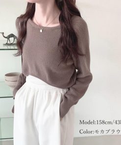 ニット・セーター | リブニットトップス ショート へそ出し