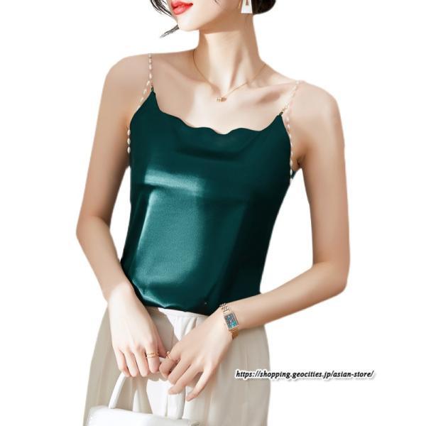 キャミソール タンクトップ | キャミソール サテン インナー レディース 重ね着 キャミ サテン生地 下着 肌着 ノースリーブ 光沢感のあるキャミソール 秋 滑らかな手触り 夏 トップス 春