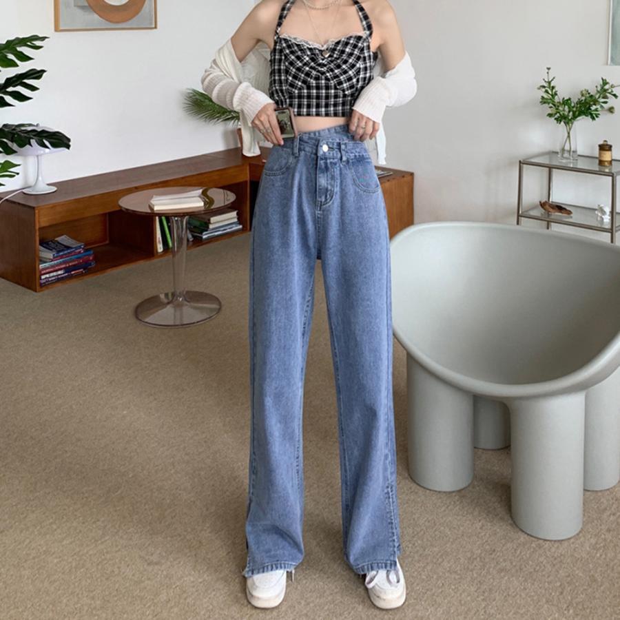 デニム | ストレートデニムパンツ ハイウエスト美脚