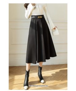 スカート | フレアロング ロング丈フレア秋 冬 秋冬  ミモレ ミモレ丈フレアおしゃれ プリーツ あったか あったか キレイめ ラシャ 通勤 通学