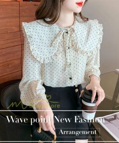 シャツ・ブラウス | ブラウス レディース きれいめ 40代 春夏秋新作 オシャレブラウス 長袖トップス ドット柄フレアブラウス 大人 韓国ファッション シャツ 通勤 20代30代 ゆったり
