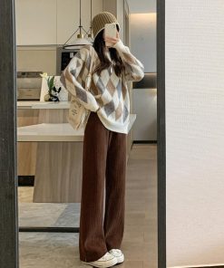 ワイドパンツ | レディース韓国ニットパンツ