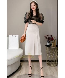 スカート | タイトボタン 膝下 ミディアム丈 ミモレ丈 キレイめ プリーツ通勤通学 ビジネス OL オフィス 春夏秋 2022新作 20代30代40代 着回し 無地人気