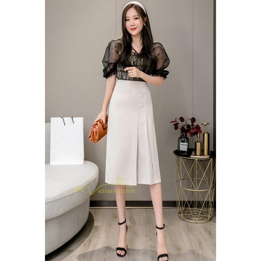 スカート | タイトボタン 膝下 ミディアム丈 ミモレ丈 キレイめ プリーツ通勤通学 ビジネス OL オフィス 春夏秋 2022新作 20代30代40代 着回し 無地人気