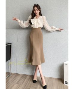 スカート | フィッシュテールレディース 無地 フレア きれいめ 仕事 カジュアル おしゃれ ひざ下丈 ビジネス 大きいサイズ 秋冬コーデ ファスナー OL