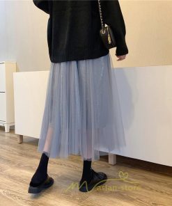 スカート | チュール秋冬 チュールフレアロングキラキラ ふんわり ウエストゴム レディース Aラインミモレ丈可愛 キレイめ ボトムス