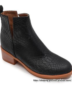 ショートブーツ | 大きいサイズ26.5cm レディース 上品 ブーツ 秋冬 春 チャンキーヒール 太ヒール シンプル ミドルヒール ブーティー 大人 スリッポン 黒ブーツ