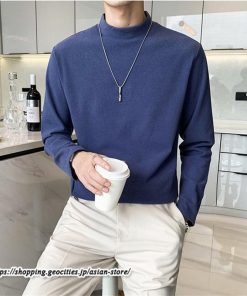 Tシャツ | メンズ トップス 秋冬 保温 無地 モックネック メンズスタイル 20代 30代 通勤 通学 着回し ビジネス 40代 長袖カットソー 冬 50代 コーデ 秋