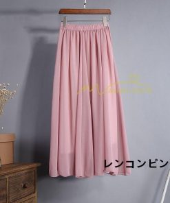 スカート | 夏ロング無地 フレア大人 ウエストゴム 涼しい レディース 夏服 揺れる 女っぽい 20代30代 可愛い ゆったり 40代50代 60代 ダンス