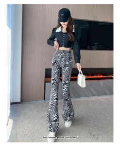 チノ・テーパード・ジョガー・スキニーパン | パンツ レディース ロングパンツ フレアパンツゼブラ柄  ボトムス 韓国 オルチャン 原宿 ダンス 衣装 パンツ B系 サブカル アニマル柄 HIPHOP K-POP ストリート