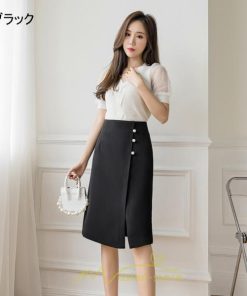 スカート | 膝丈 ひざ丈 Aラインスリット レディース 夏 おしゃれ 夏大人カジュアル 脚長 着痩せ ハイウエスト 上品 春夏秋冬 セクシー