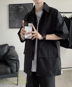 シャツ | メンズ 半袖 トップス ワイドTゆったり 無地 ライトアウター 着回し 夏新作 コーデ 白黒細身 通勤通学 XXL 日常感 大きいサイズ