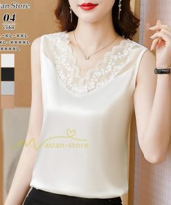 キャミソール タンクトップ | トップス タンクトップ レディース ノースリーブ Ｖネック Ｖネックタンク 20代30代40代50代 ママ 母 インナー カジュアル お出かけ カシュクール レース付き