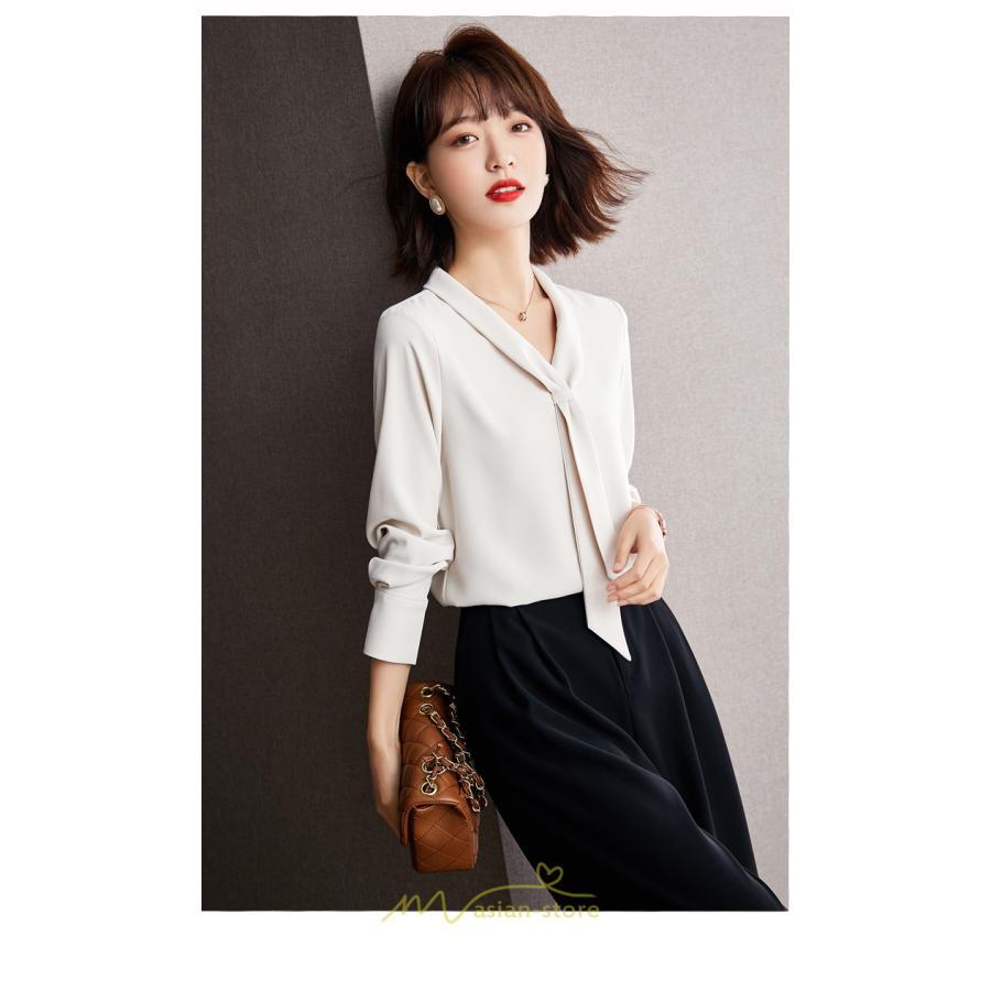 シャツ・ブラウス | ブラウス レディース 長袖 秋冬 オフィス フォーマル スーツ インナー 白 シフォン 大きいサイズ ビジネス 20代 通勤 40代 体型カバー 30代 秋服