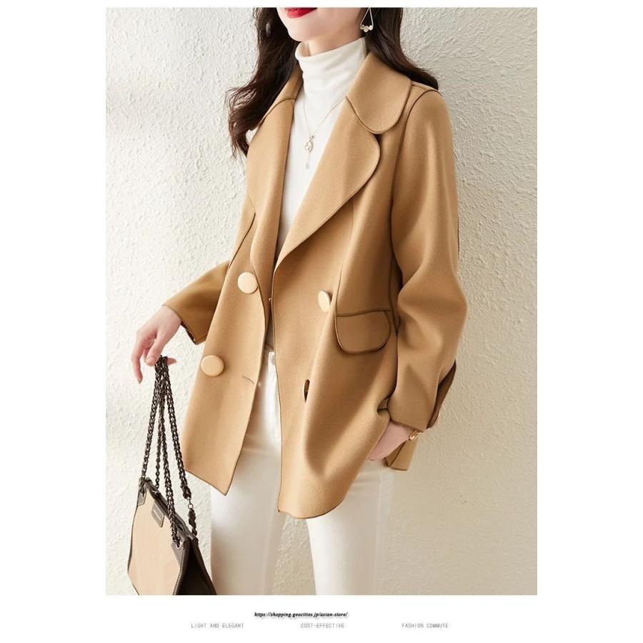 コート・ジャケット | テーラードジャケット レディース コート アウター 長袖 ミディアム丈 羽織り 春 秋 冬 無地 カジュアル ラシャ ダブルブレスト 秋 冬 あったか 通勤 通学