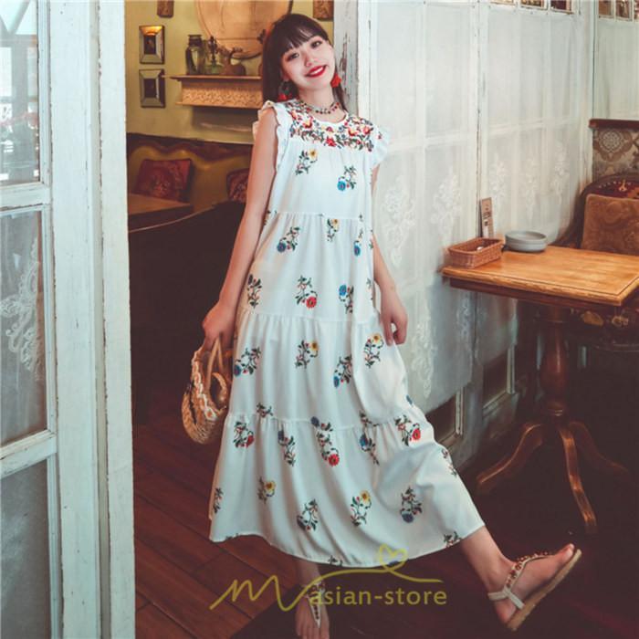 マキシ | ワンピース 夏 レディース リゾートワンピ ロングワンピース きれいめ 夏ワンピ エスニック 花柄 ノースリーブ 海外旅行 レトロ 夏服 ロング サマーワンピース