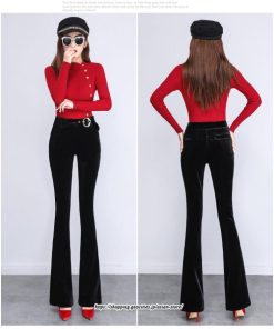 チノ・テーパード・ジョガー・スキニーパン | ロングパンツ レディース パンタロン ハイウエスト ベルベット 裏起毛 ストレート 着痩せ 通勤 OL ワイド 送料無料 オフィス 美脚ライン オシャレ ゆったり