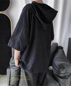 Tシャツ | トップス メンズ カットソー パーカー フード付き カジュアル 無地 7分丈 ゆったり 大きいサイズ 20代 30代 夏新作 ルームウェア 体型カバー シンプル