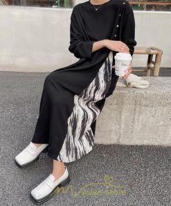 マキシ | ドッキングワンピース 秋 レディース 長袖ワンピース ロングワンピース 切り替えワンピース フェイク レイヤード風 お呼ばれワンピース ゆったり 大きいサイズ