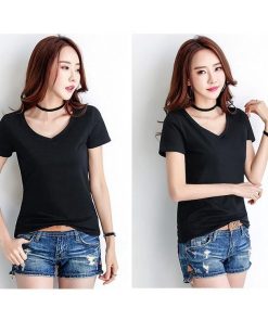 ｔシャツ・カットソー | Tシャツ レディース 半袖 夏Tシャツ サマー Vネック 無地 スリム 可愛い 綿