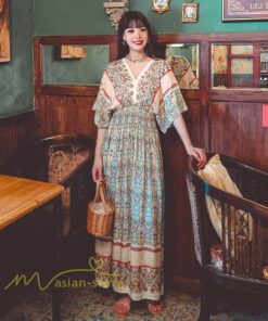 マキシ | ワンピース レディース 40代 春秋 キレイめ マキシ丈ワンピース ロング丈 Aラインワンピース ゆったり エスニック風 上品 上品 着痩せ オシャレ レトロ風 2021作