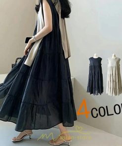 マキシ | 夏ワンピース ロングワンピース シフォンワンピース レディース ワンピ 体型カバー 50代 40代 30代 20代 可愛い 夏 春 大人 ノースリーブ 無地 涼しい