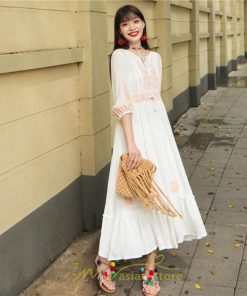 マキシ | ワンピース きれいめ レディース 夏 秋 ロング 上品 大人 七分袖 お出かけ 高見え 赤 白 黄色 上質 20代 50代 40代 ゆったり リゾート 30代 旅行 体型隠し