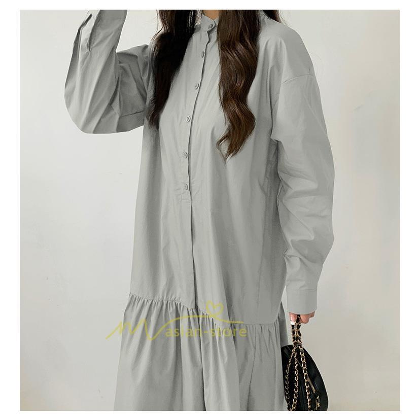 マキシ | シャツワンピース ワンピース 秋 春 レディース ロングワンピース 長袖 ロング丈 マキシ丈 体型カバー 無地 ゆったり 着痩せ 30代 40代 カジュアル 50代 夏物